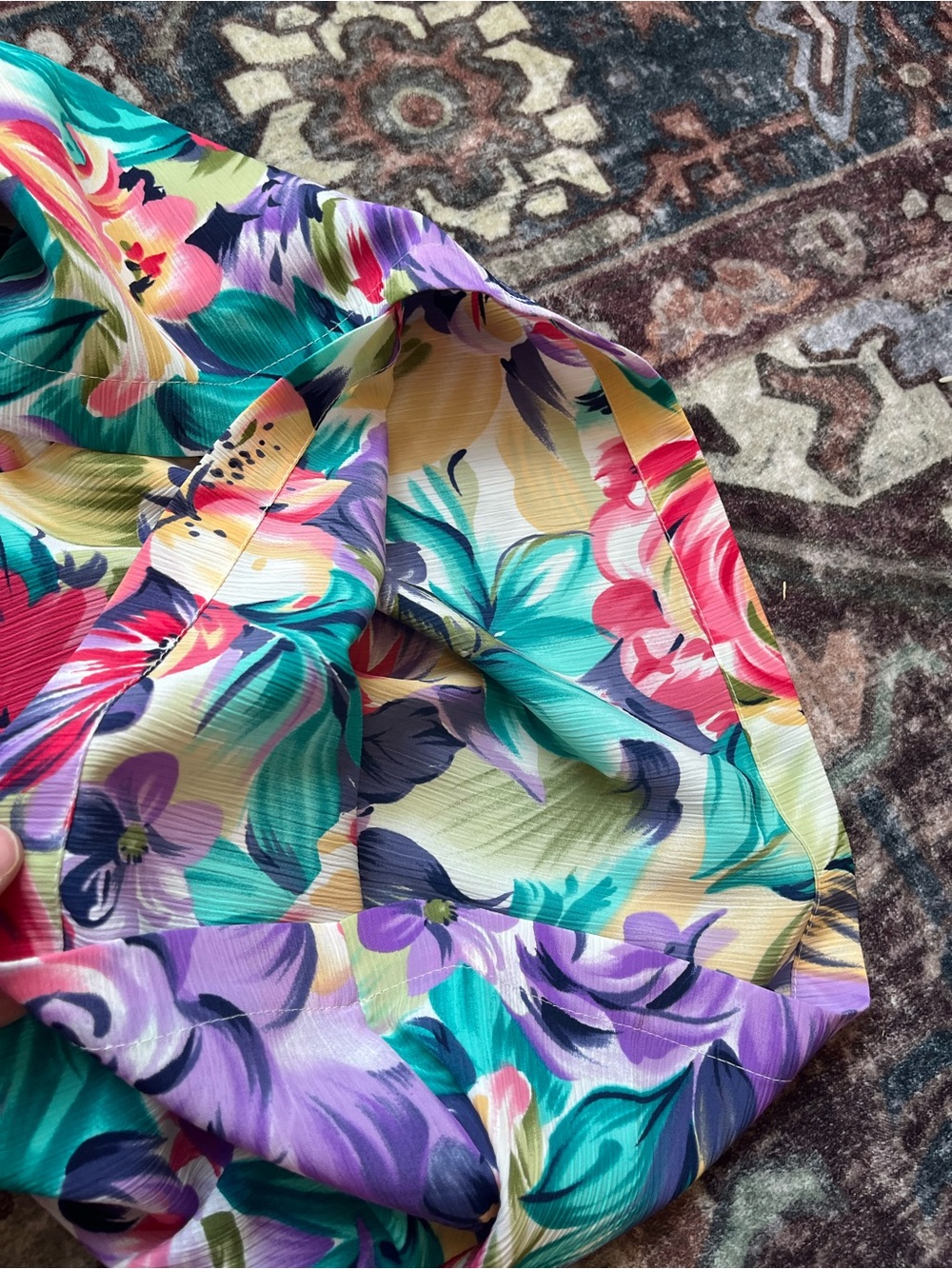 Fairset Vintage Floral Summer Multicolor Maxi Skirt Size S/M Stretchy Waist 26” - Picture 7 of 9